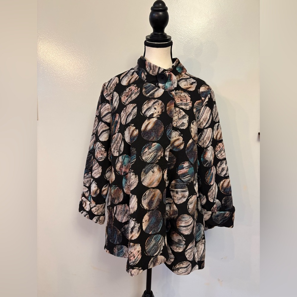 Joseph Ribkoff Swing Coat with Abstract Circle Design